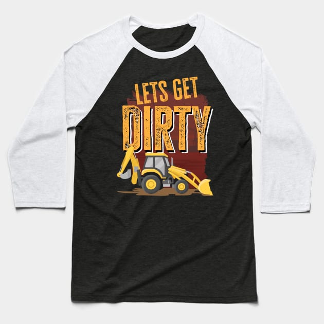 Funny Excavator and Construction Worker Heavy Equipment Baseball T-Shirt by Riffize